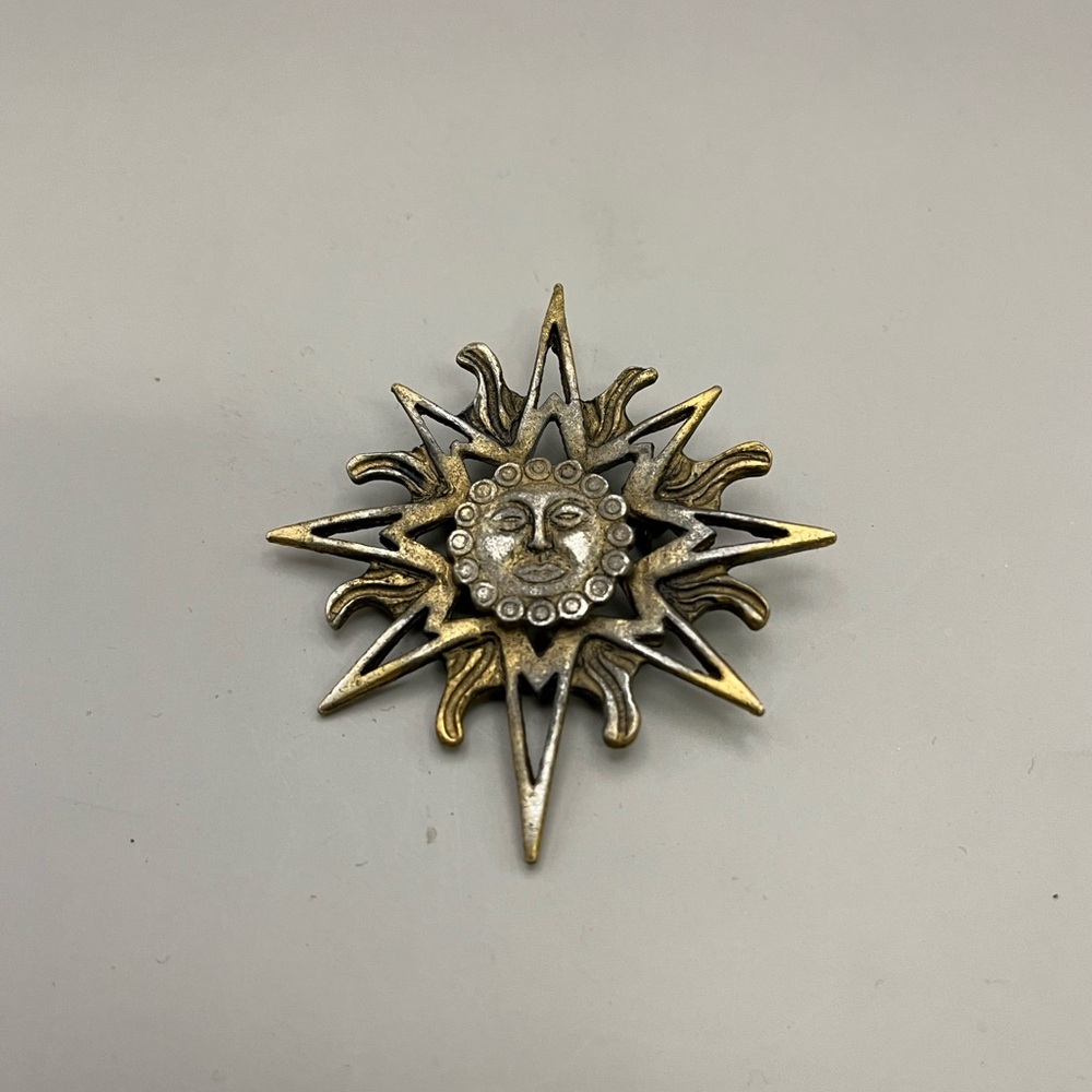 Gold and Silver Sunburst Brooch
